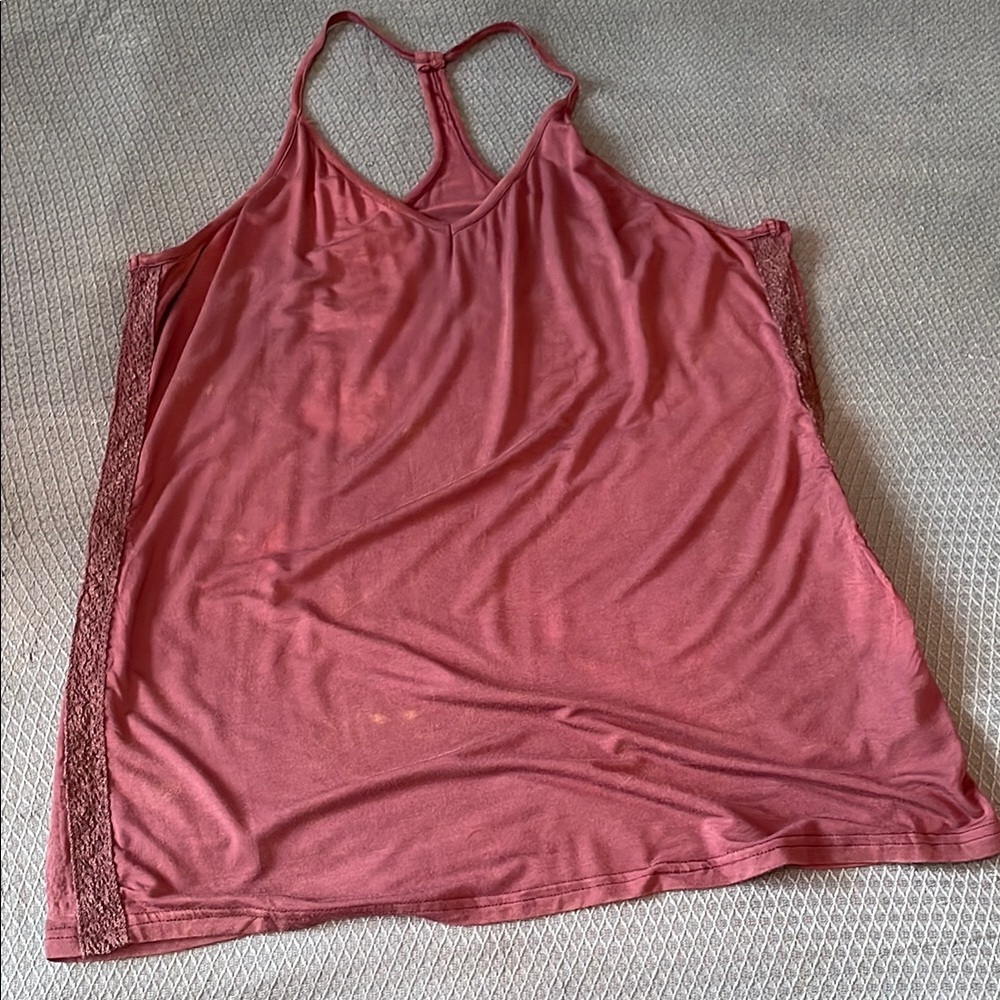 POL Burgundy Mineral Washed Relaxed Tank Top